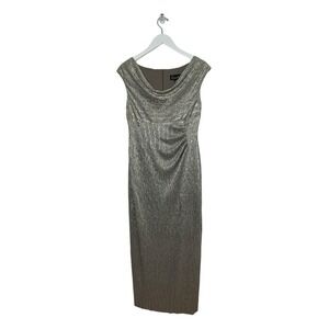 CONNECTED APPAREL Stone Metallic Side Slit Maxi Dress Petite Size 8P NWT $89